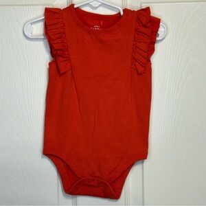 Cat & Jack Baby Girl 6-9M Coral Red Frill One Piece Summer